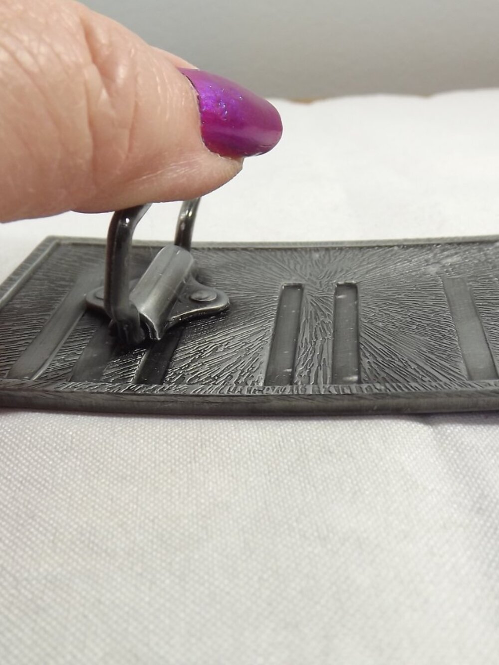 Metal Eye Chart Belt Buckle - Black Lettering on Silver - Picture 3 of 5